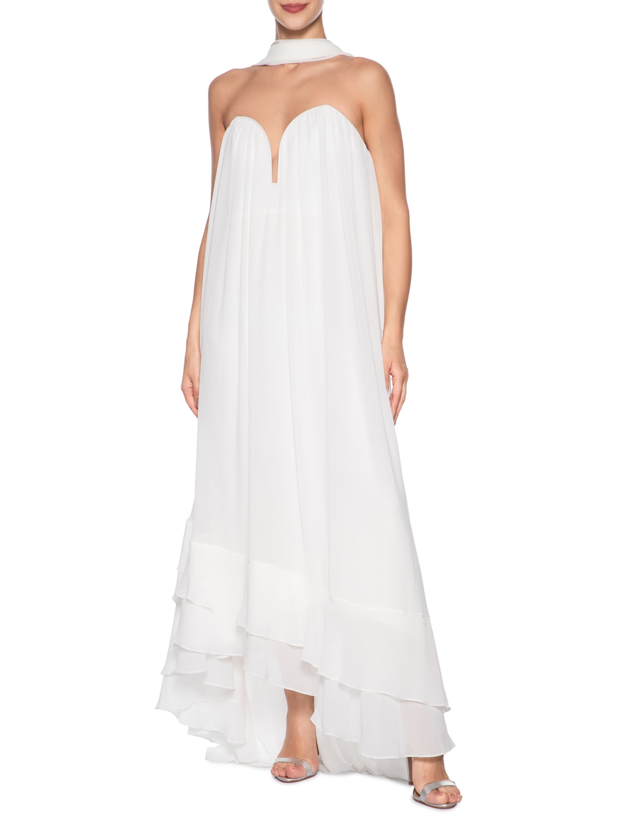 Vestido Decote Faixa Chiffon Branco Dress To