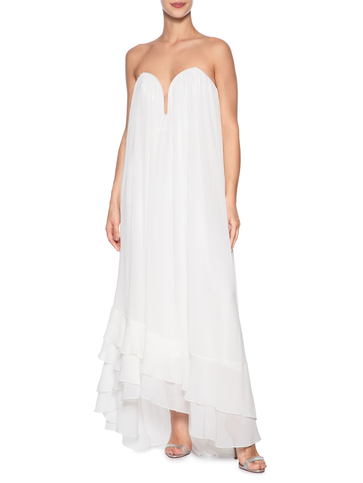 Vestido Decote Faixa Chiffon Branco Dress To