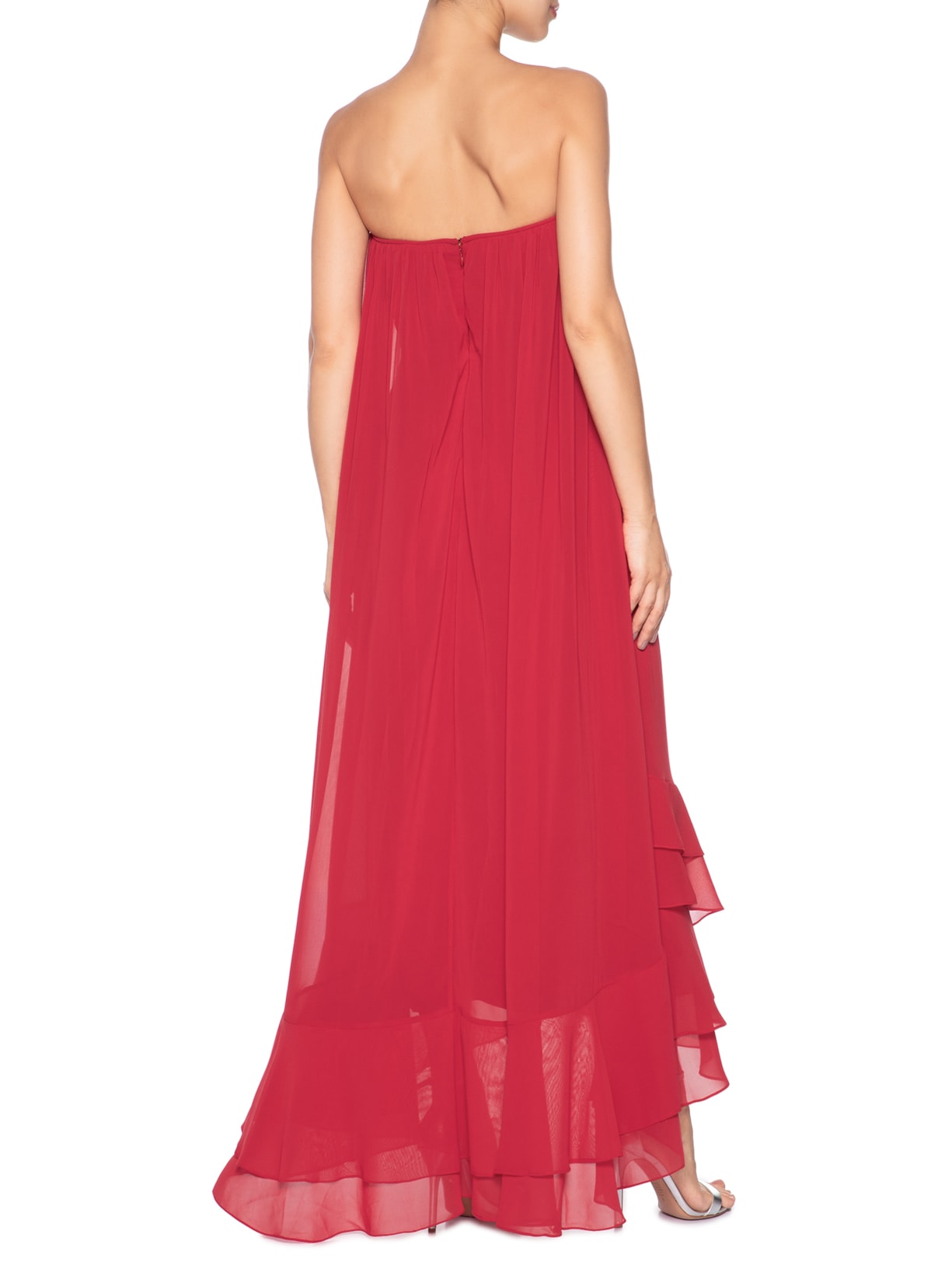 Vestido Decote Faixa Chiffon Vermelho Dress To