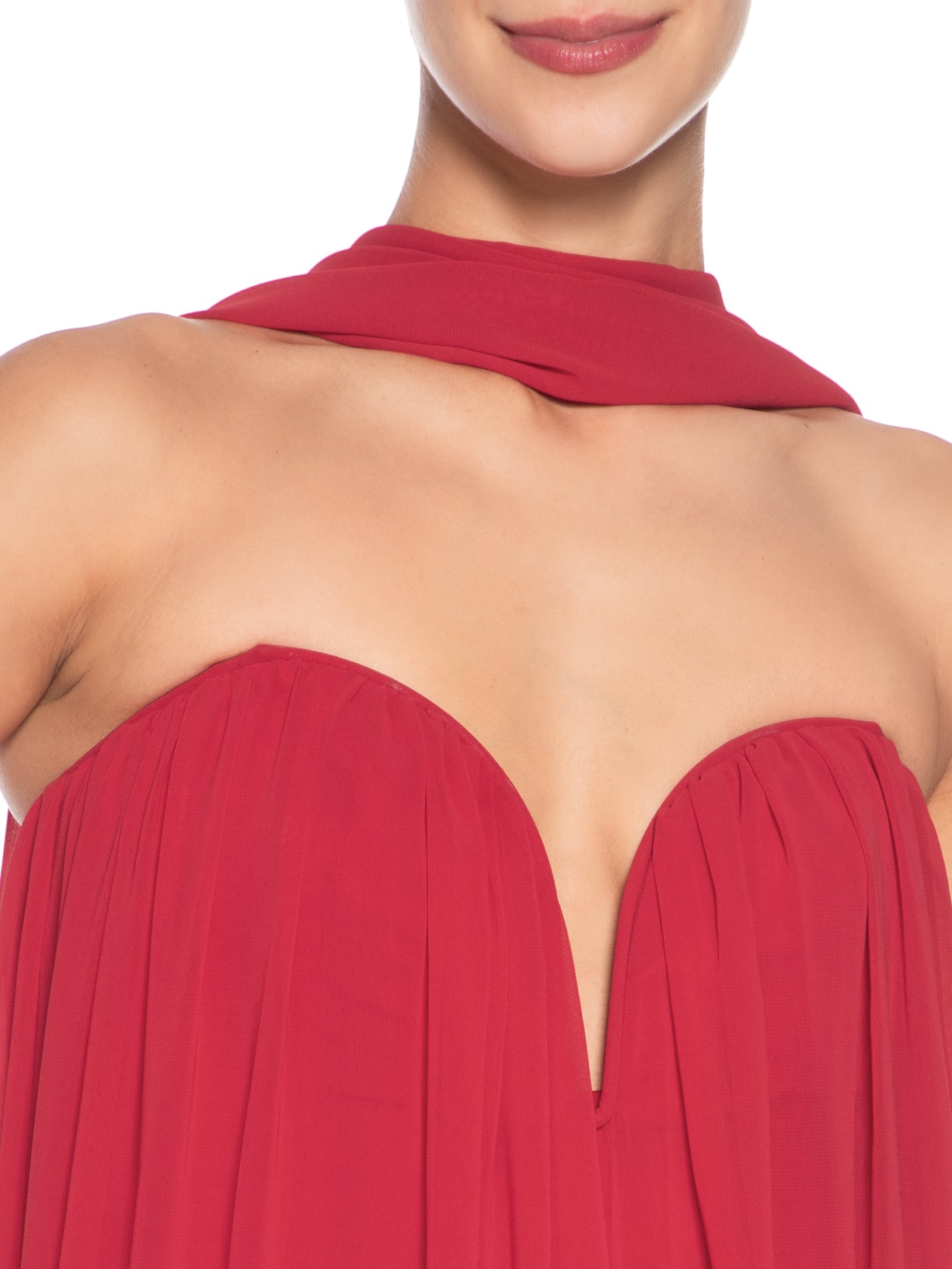 Vestido Decote Faixa Chiffon Vermelho Dress To