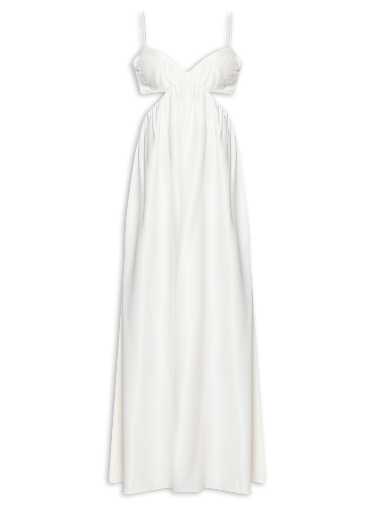 Vestido Decote Flor - Off White