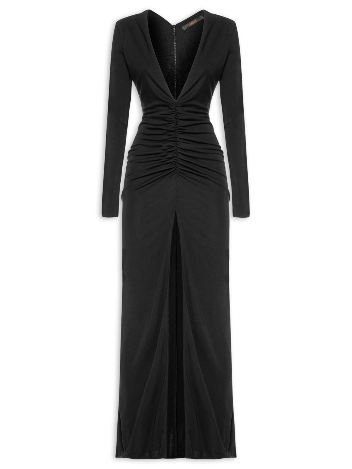 Vestido Decote Franzido Preto Animale