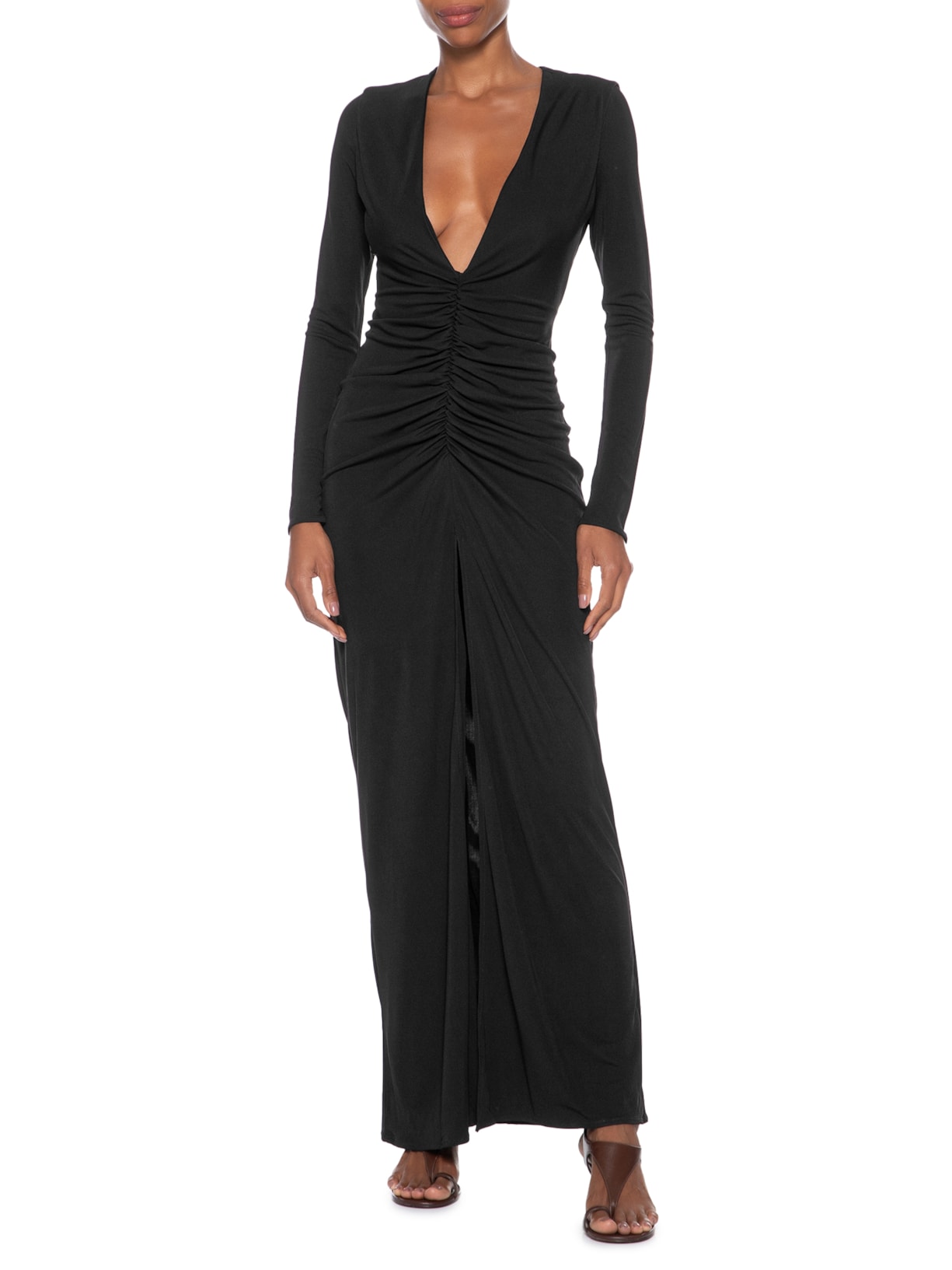 Vestido Decote Franzido Preto Animale