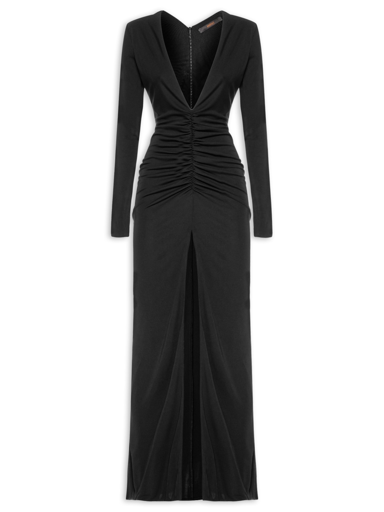 Vestido Decote Franzido Preto Animale