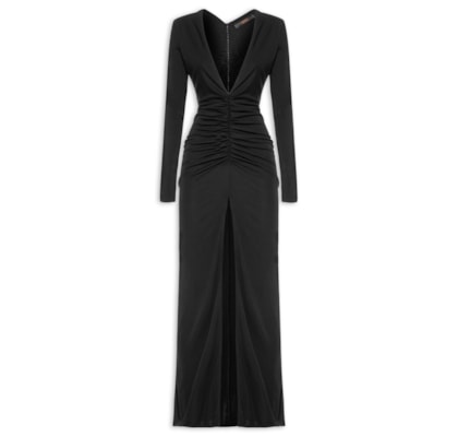 Vestido Decote Franzido - Preto