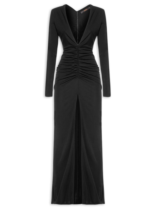 Vestido Decote Franzido - Preto