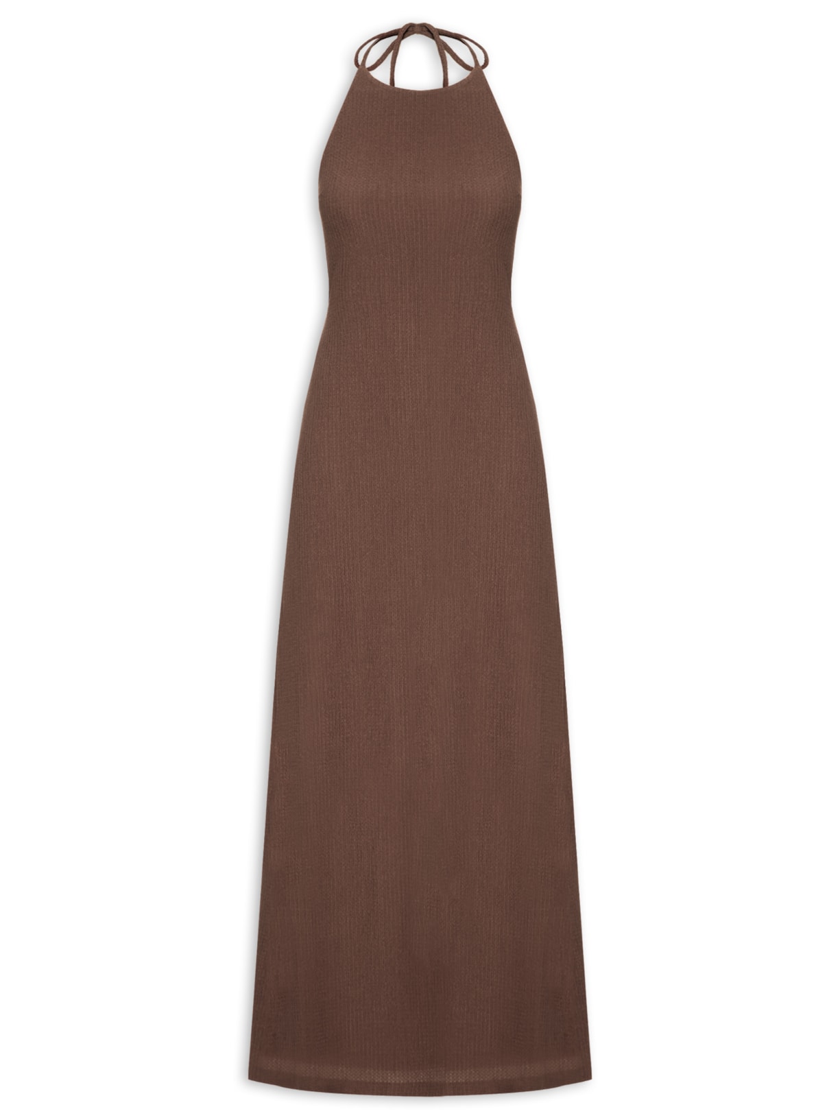 Vestido Decote Frente Única Marrom Farm