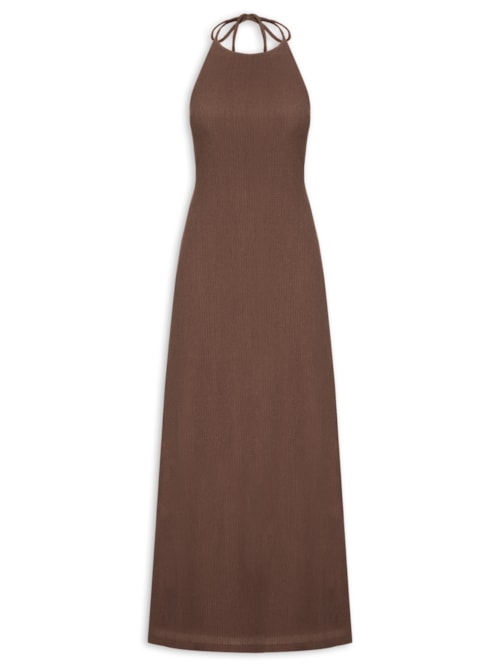 Vestido Decote Frente Única - Marrom