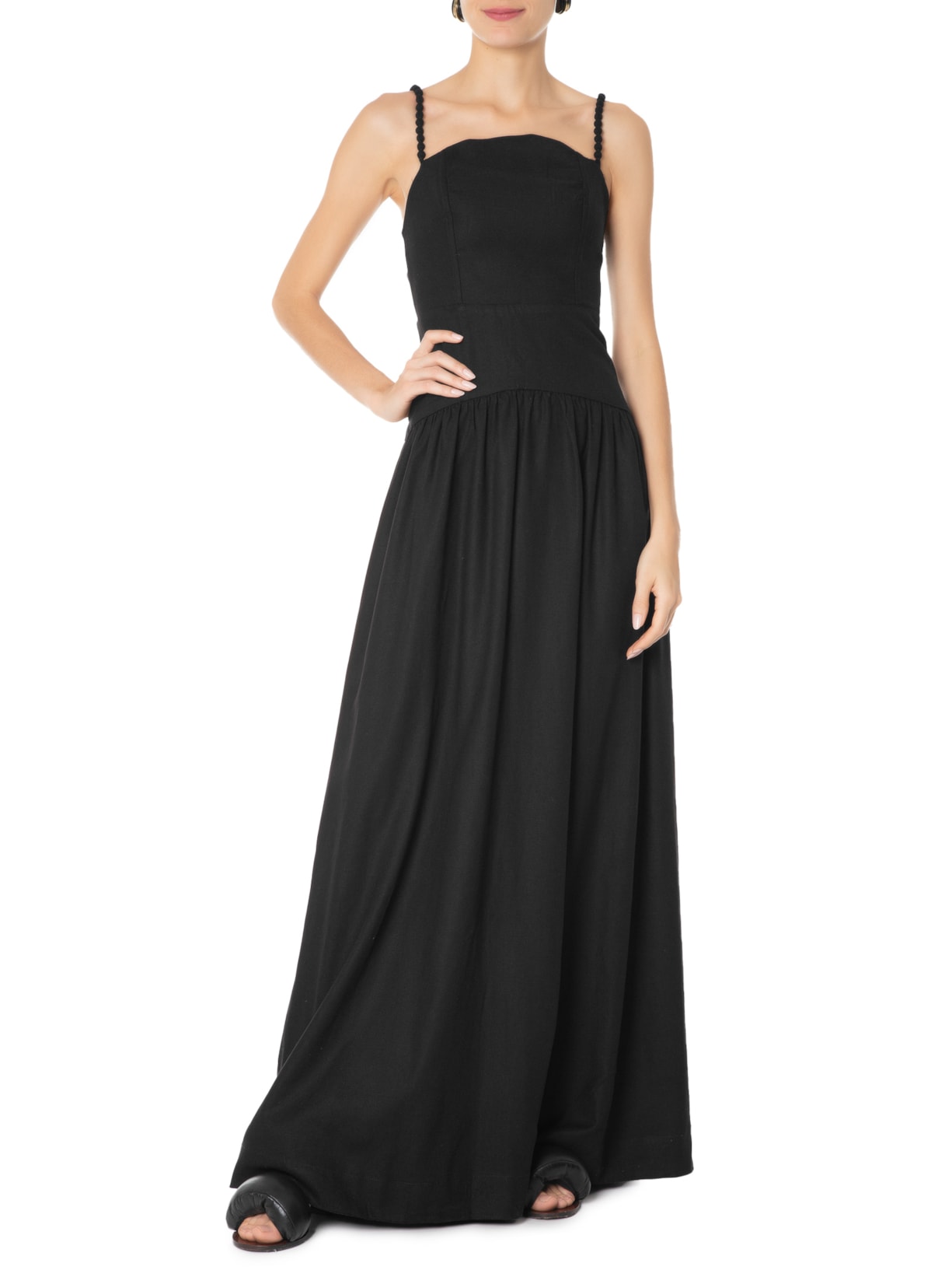Vestido Decote Irregular Preto Farm