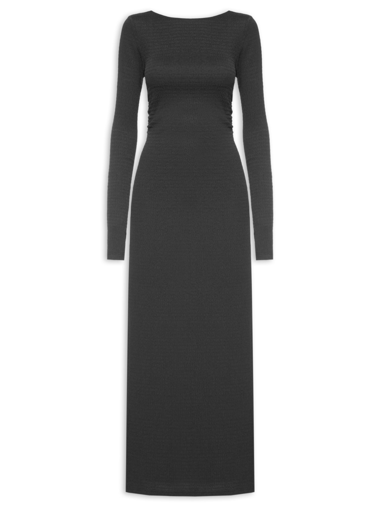 Vestido Decote Manga Longa Preto Farm