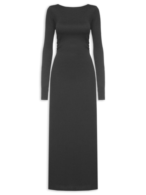 Vestido Decote Manga Longa - Preto
