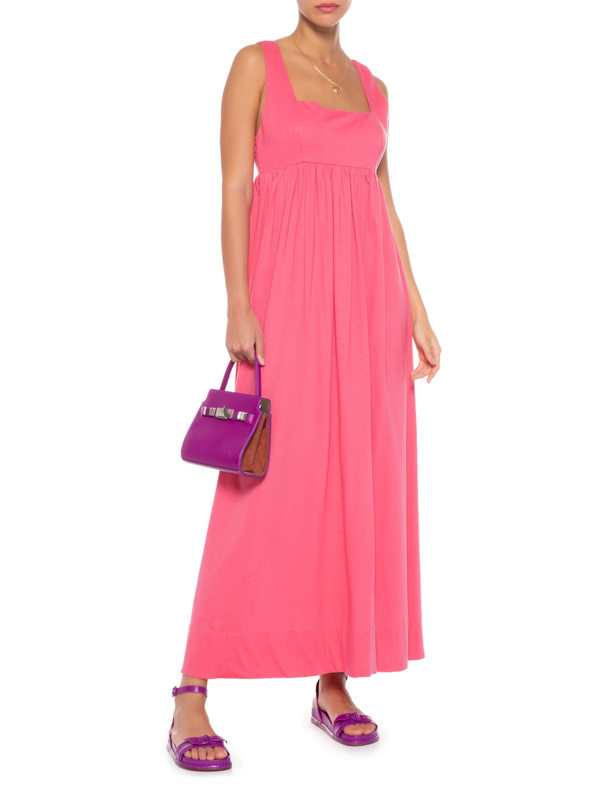 Vestido Decote Quadrado Paper Rosa Animale