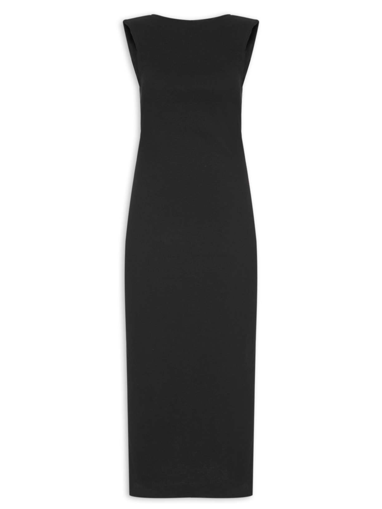 Vestido Decote Rib Preto Farm