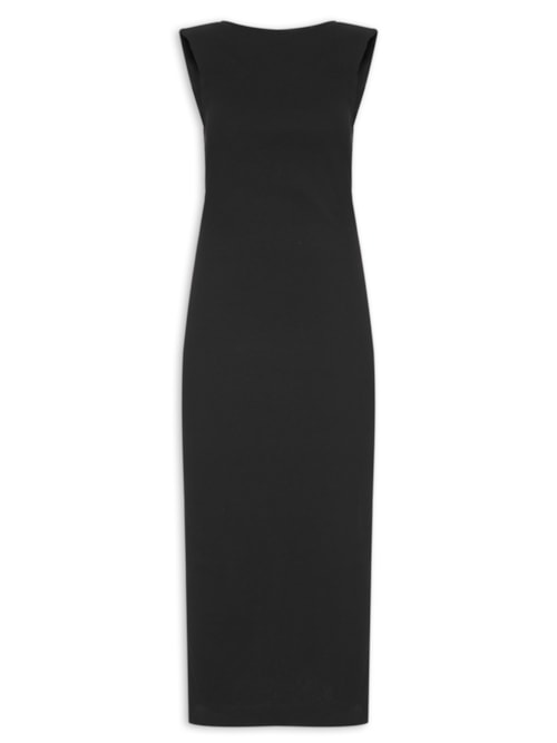 Vestido Decote Rib - Preto