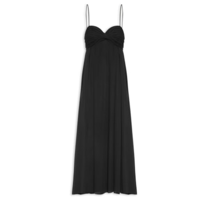 Vestido Decote Torcido Nesgas - Preto
