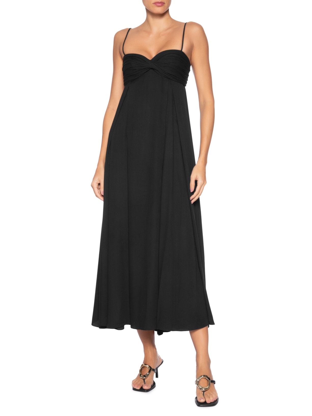 Vestido Decote Torcido Nesgas Preto Andrea Marques