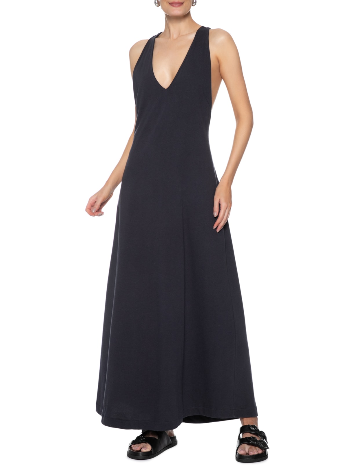 Vestido Decote V Amplo Azul Osklen