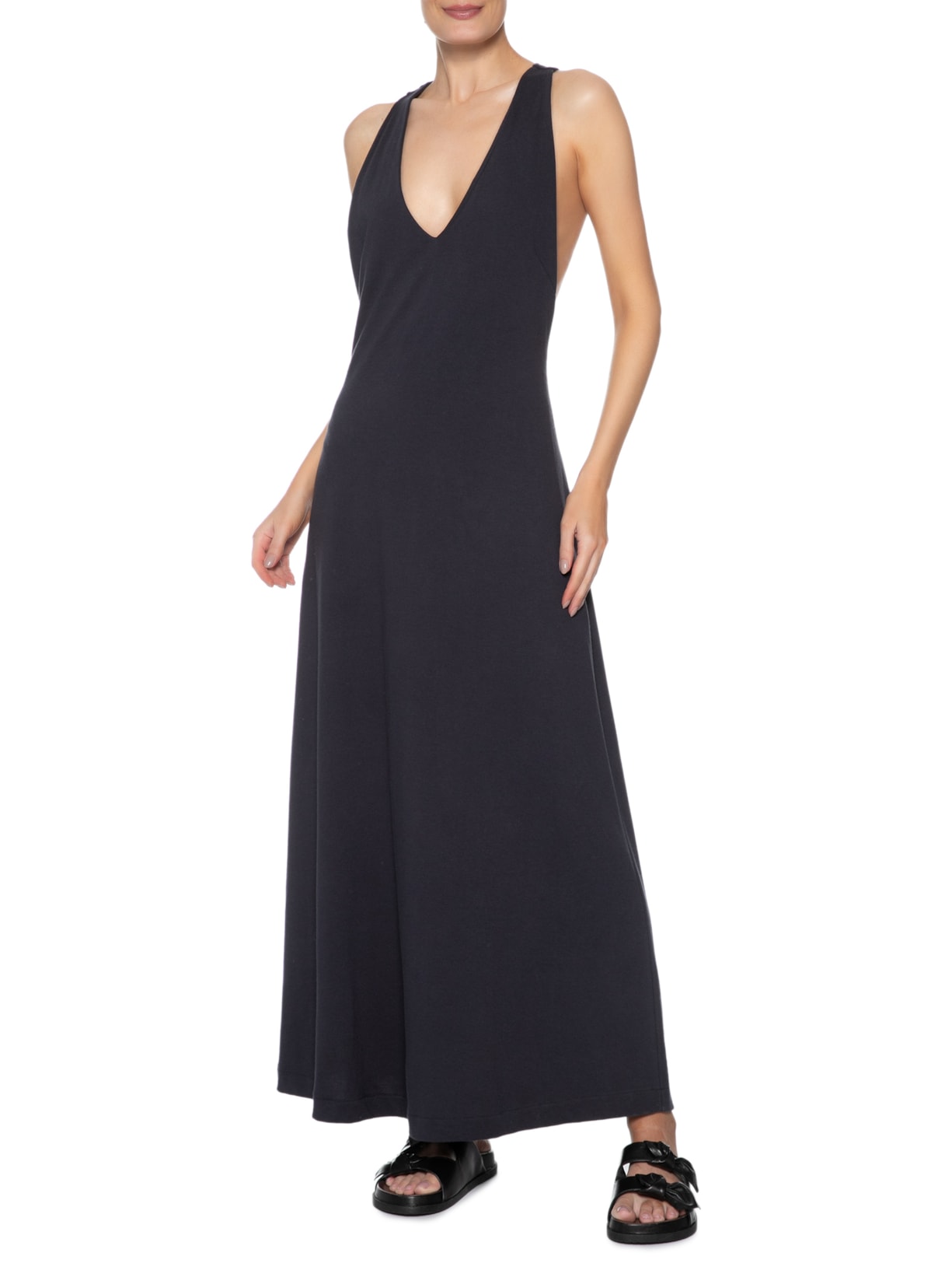 Vestido Decote V Amplo Azul Osklen