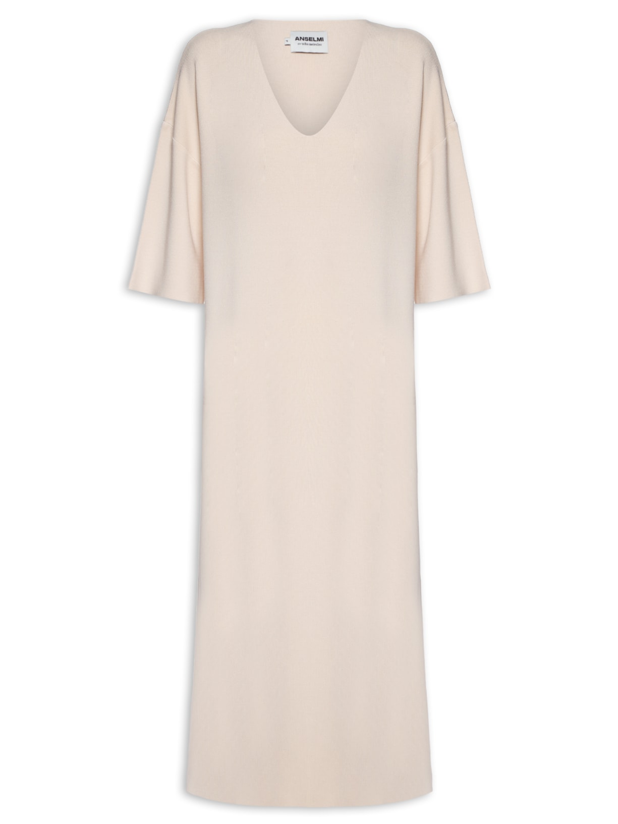 Vestido Decote V - Bege