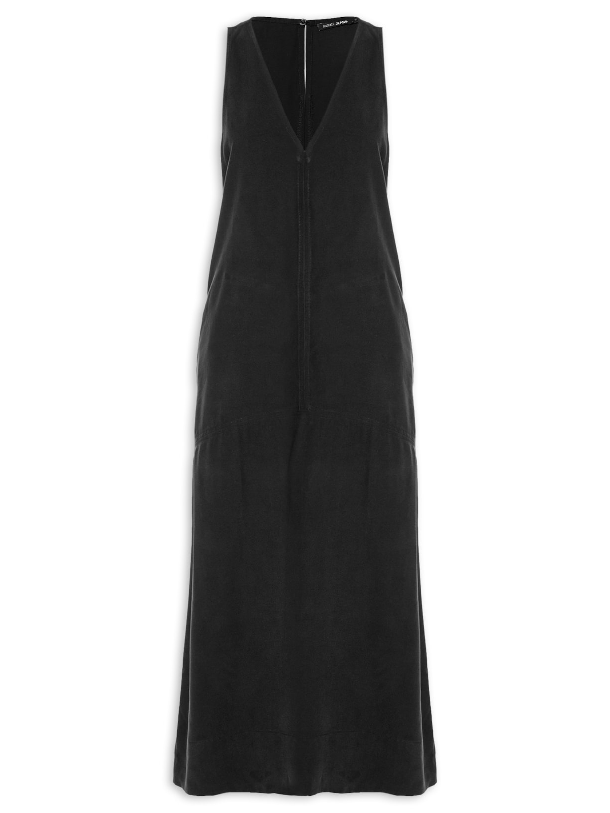 Vestido Decote V Pesponto - Preto