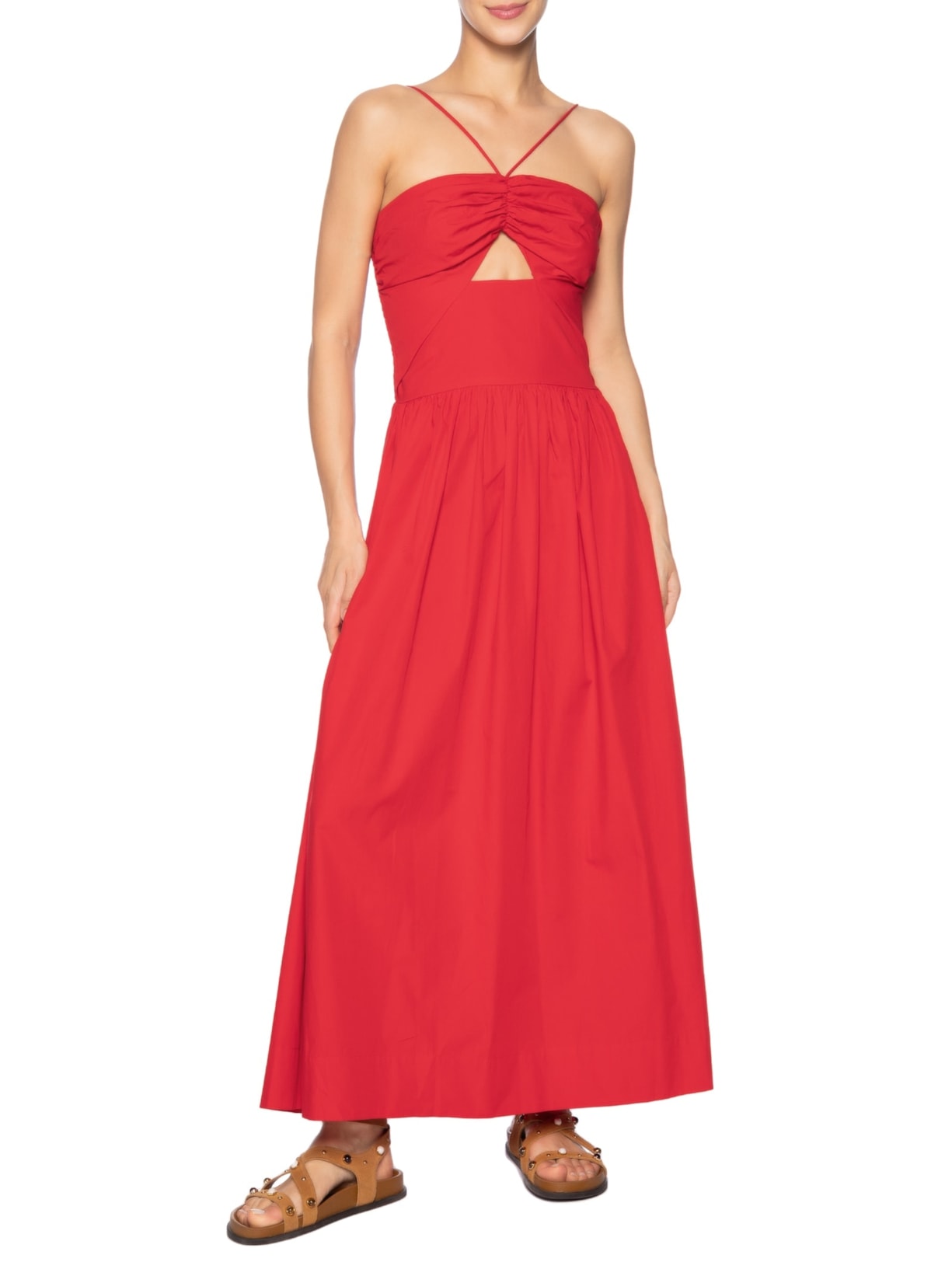 Vestido Detalhe Amarração Vermelho Farm