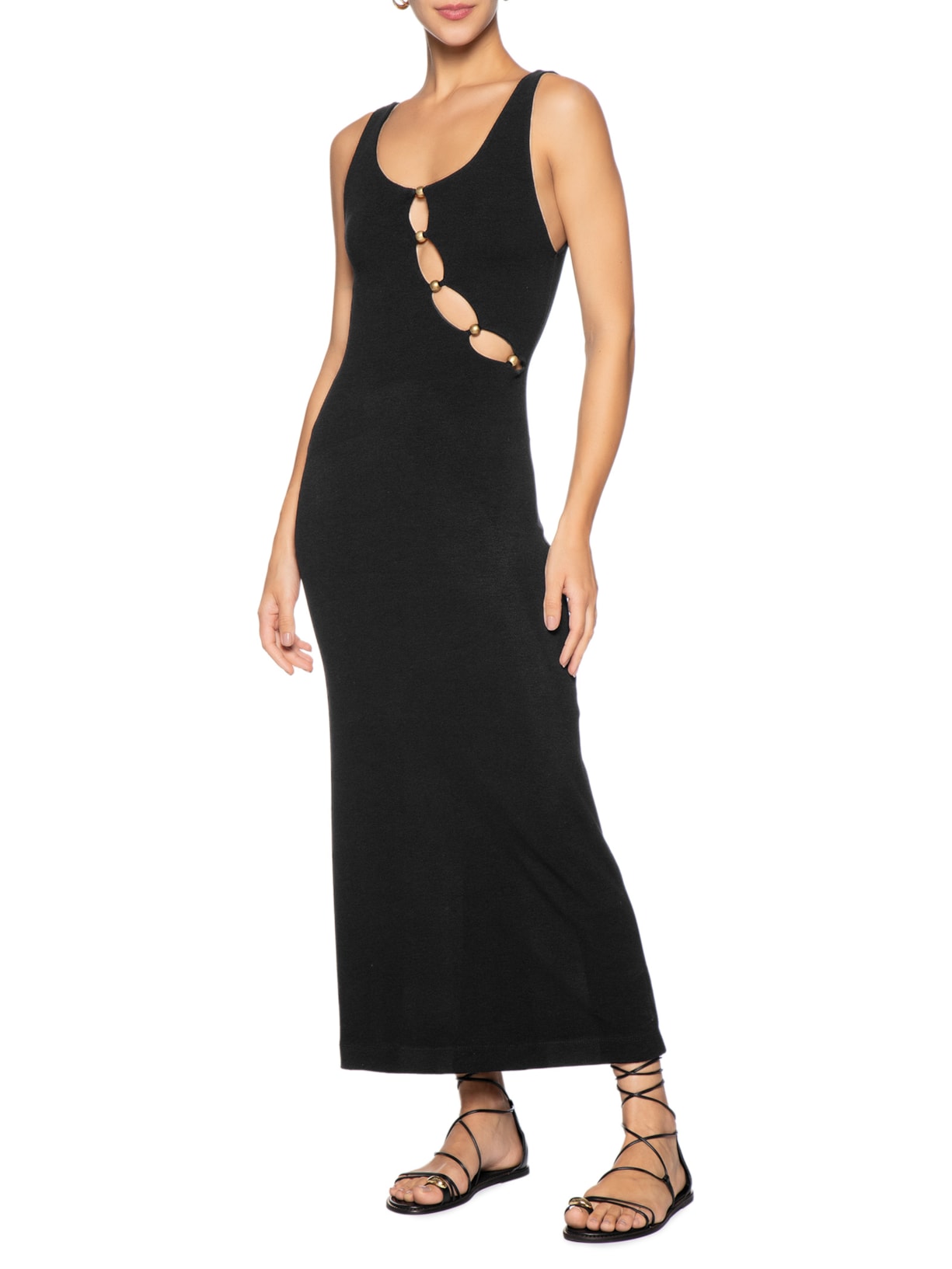 Vestido Detalhe Busto Preto Farm