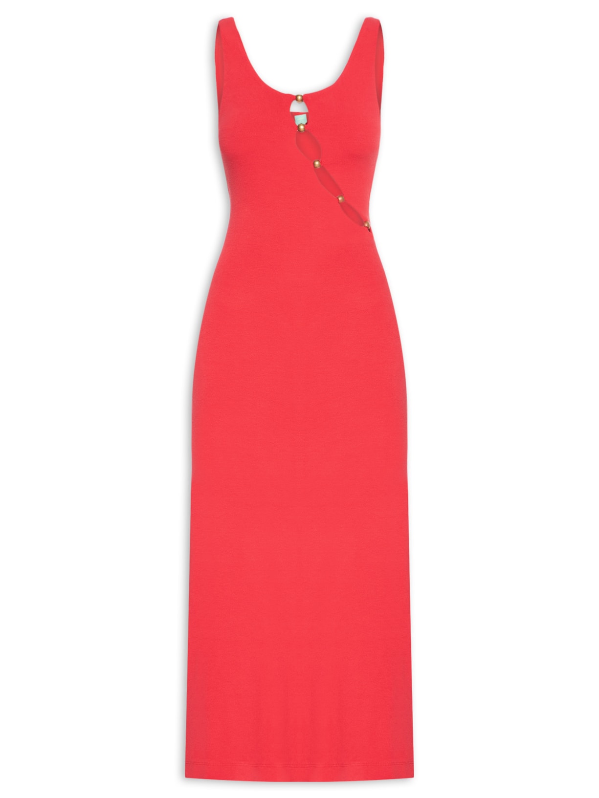 Vestido Detalhe Busto Vermelho Farm