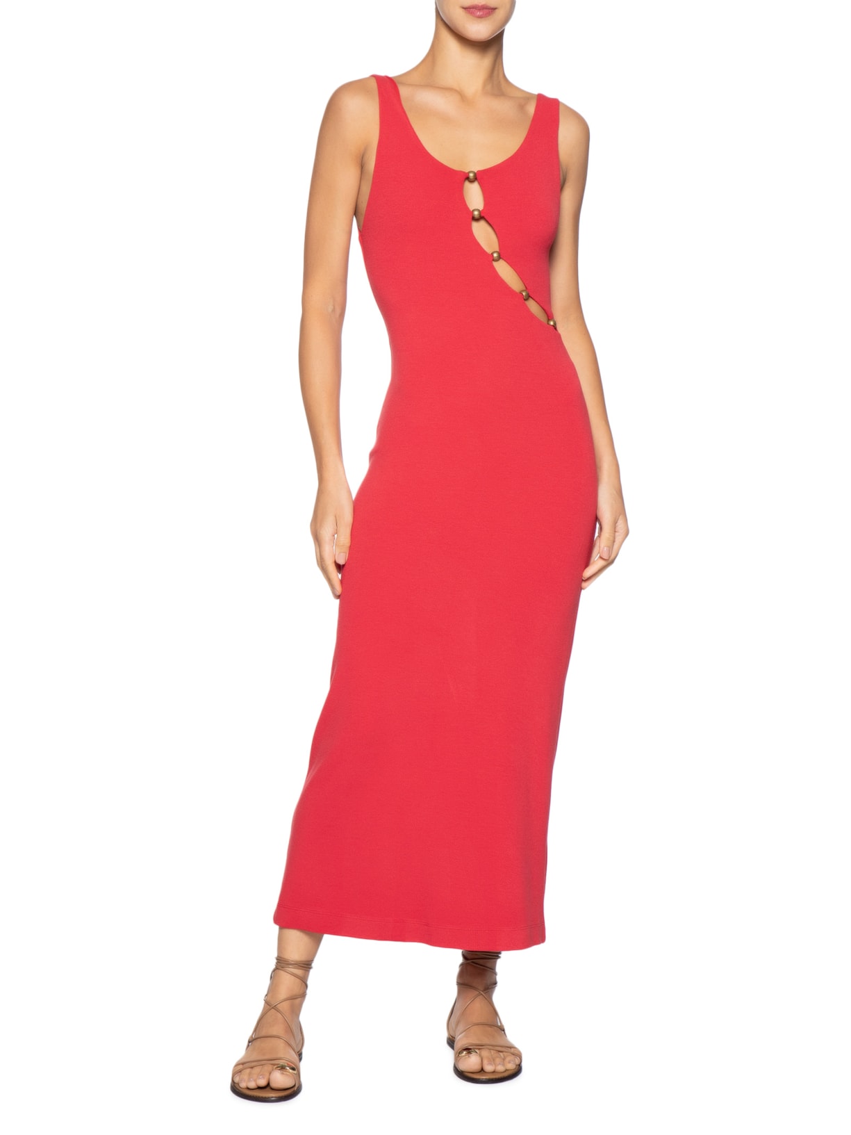 Vestido Detalhe Busto Vermelho Farm