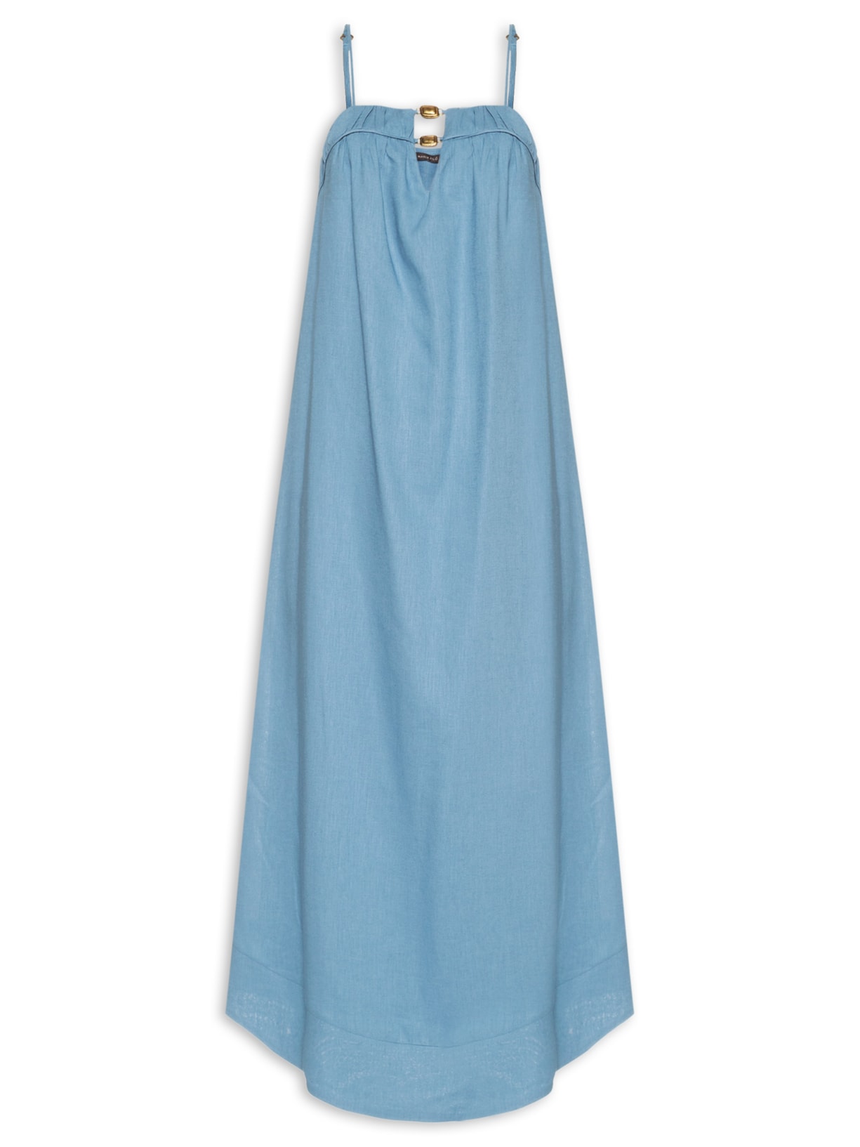 Vestido Detalhe Decote Azul Maria Filó