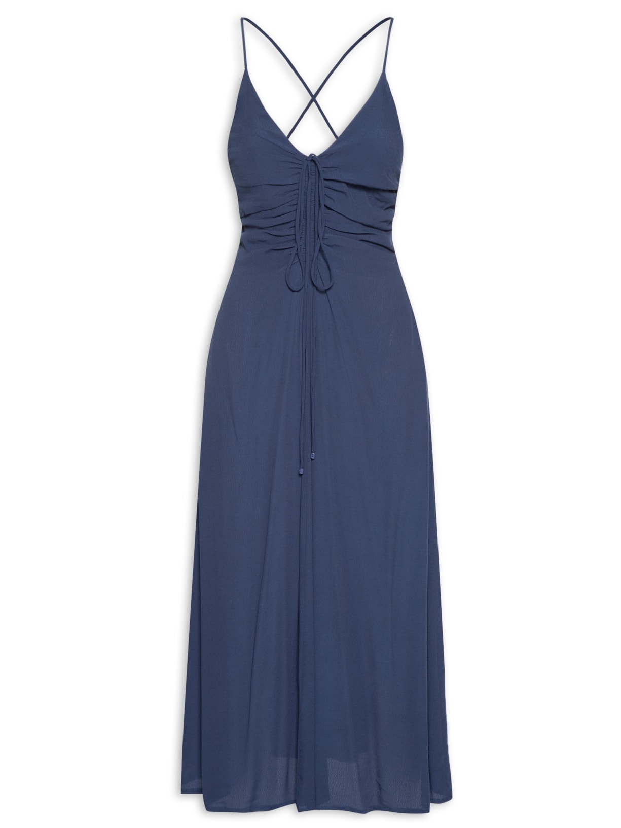 Vestido Detalhe Franzido Print - Azul