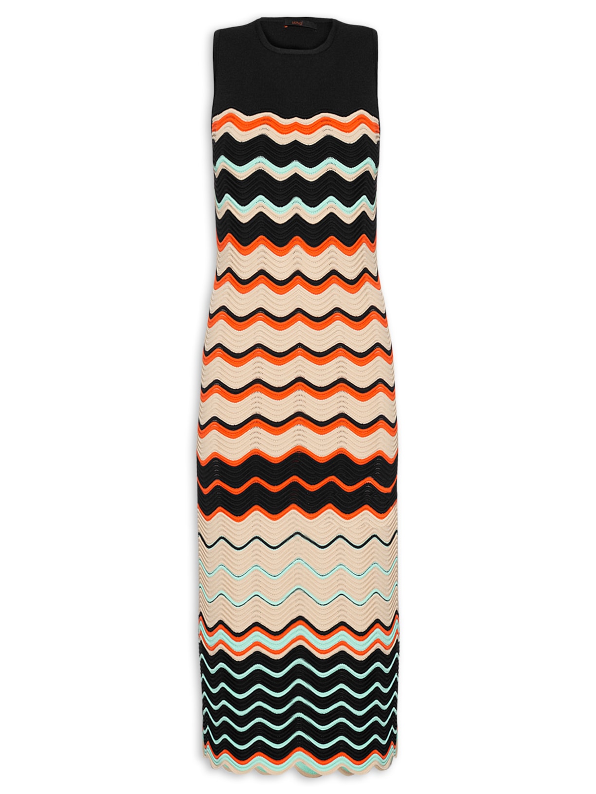 Vestido Detalhe Ondas Busto Tricot - Preto