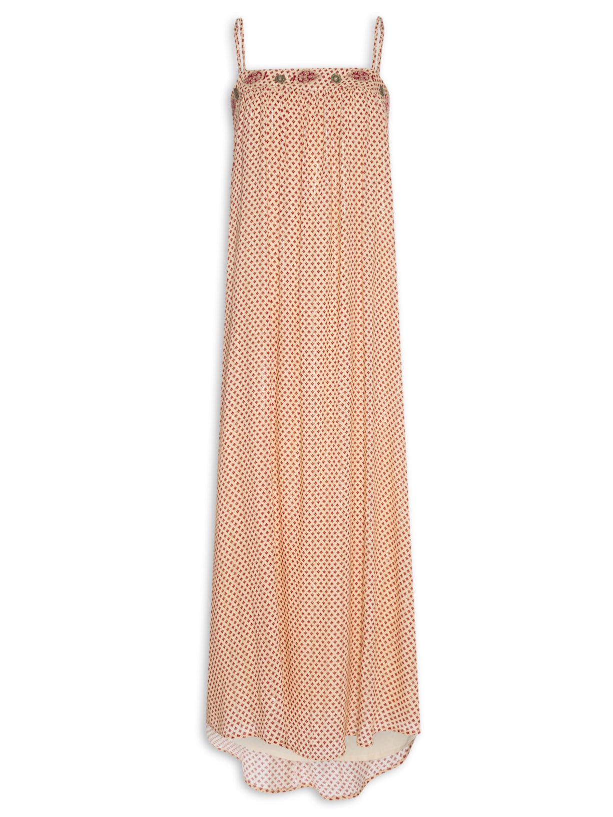 Vestido Detalhe Pala Estampa Hippie Grão - Vermelho