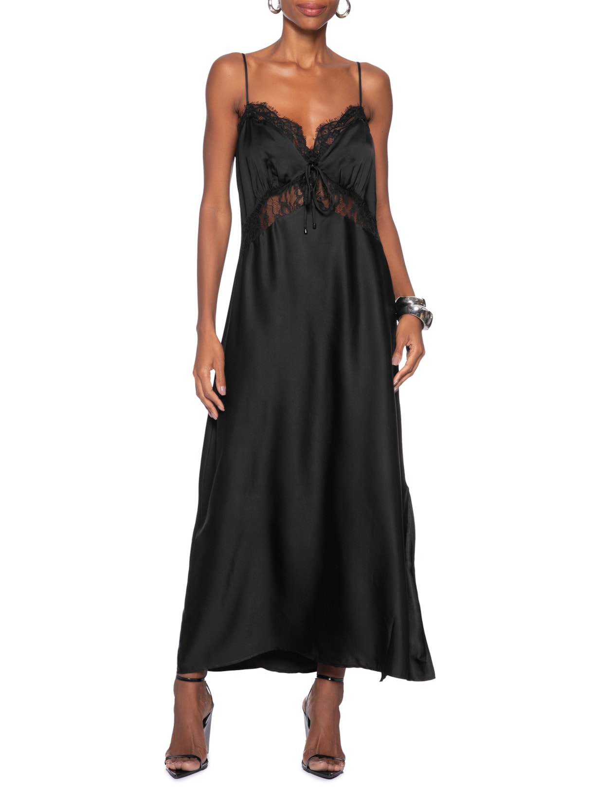 Vestido Detalhe Renda Preto Forum