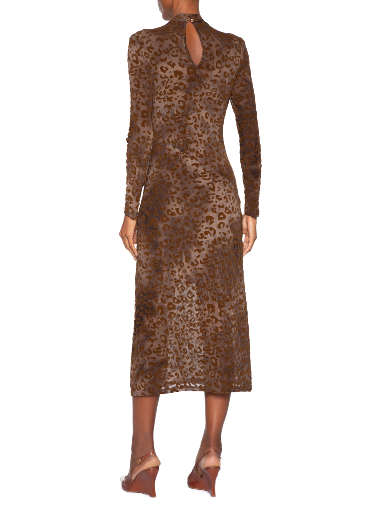 Vestido Devorê Onça Manga Longa Animal Print Animale Jeans