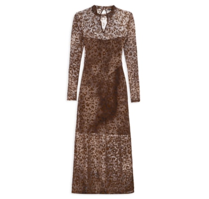 Vestido Devorê Onça Manga Longa - Animal Print