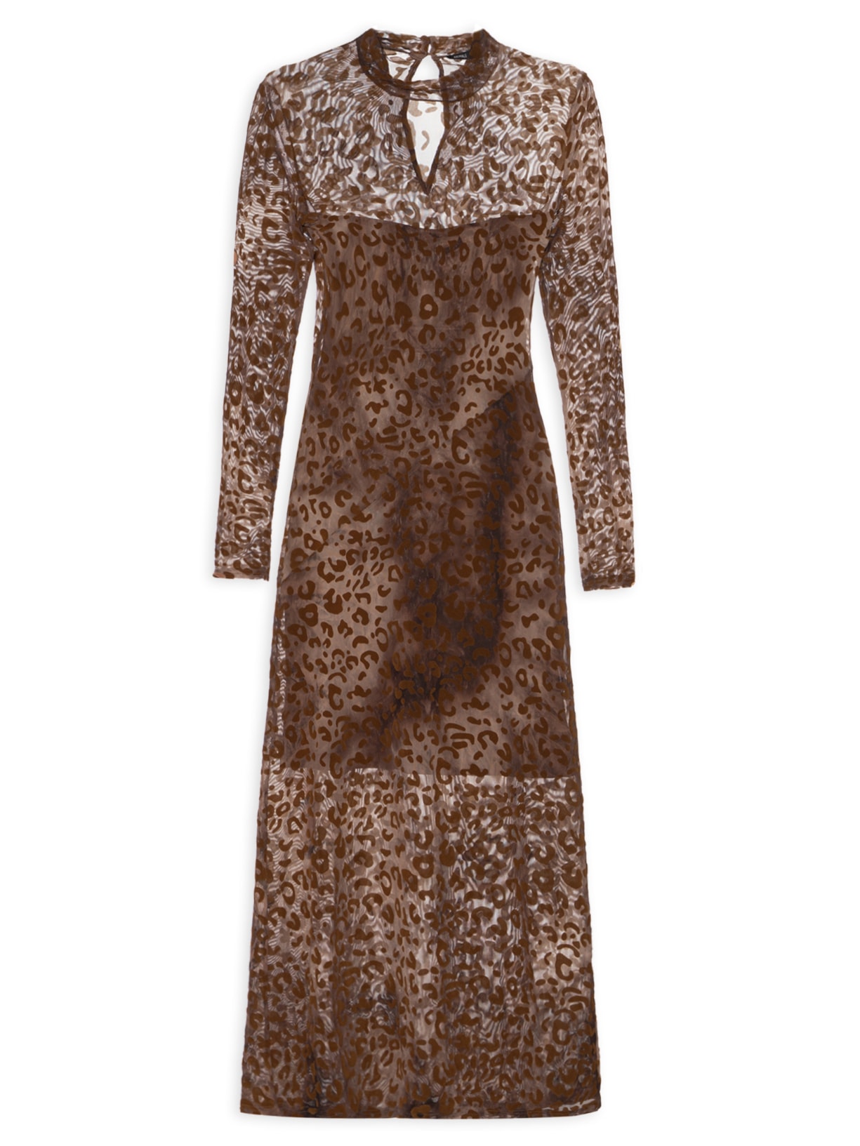 Vestido Devorê Onça Manga Longa - Animal Print