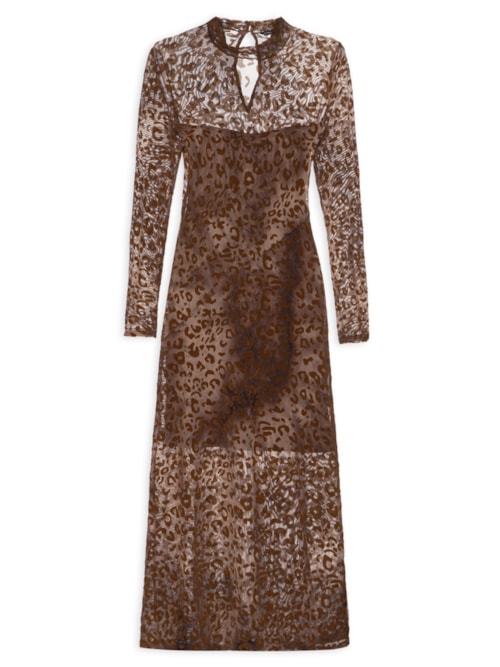 Vestido Devorê Onça Manga Longa - Animal Print