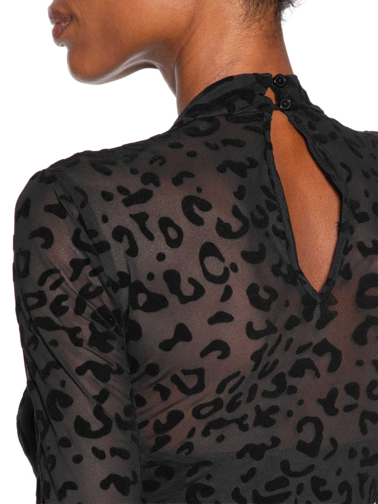 Vestido Devorê Onça Manga Longa Preto Animale Jeans