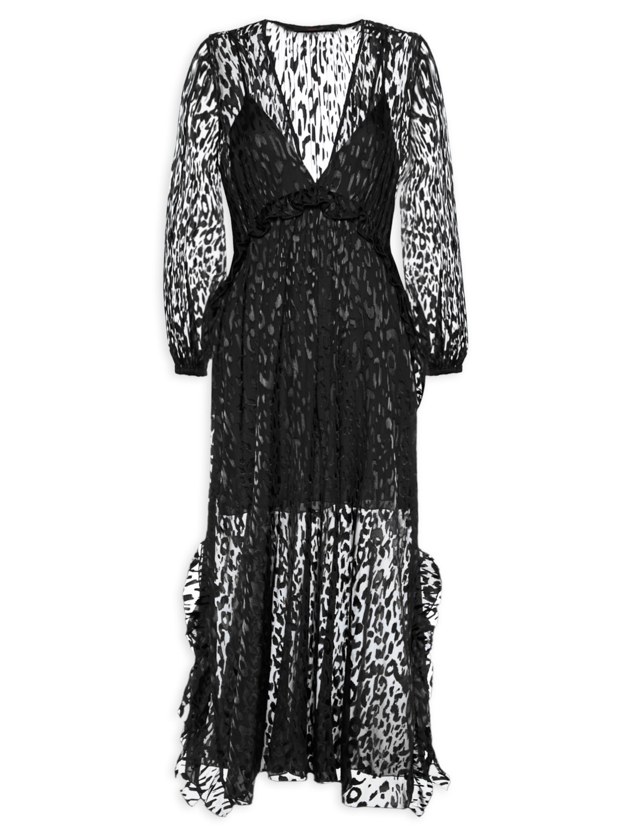 Vestido Devorê Onça - Preto