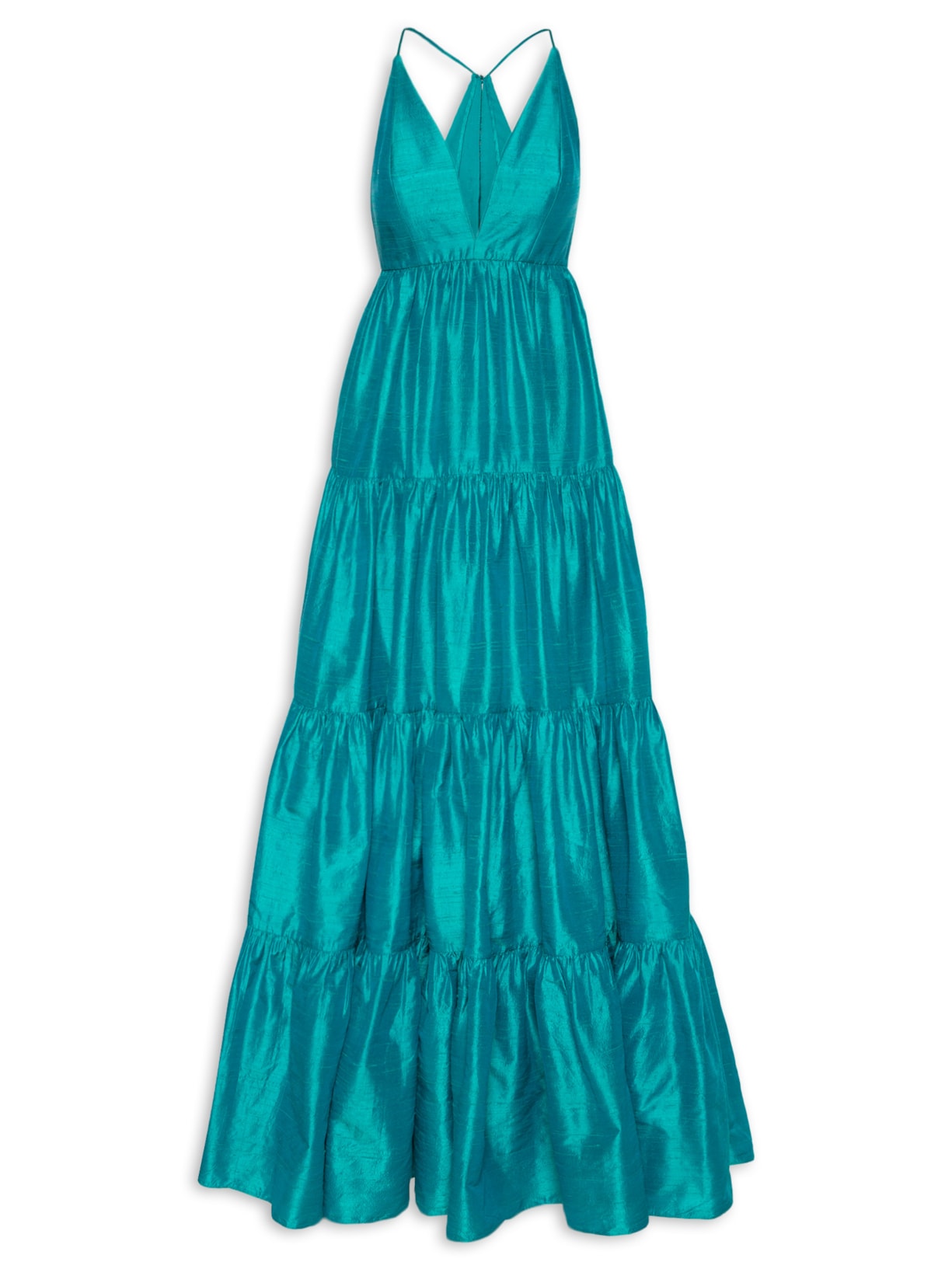 Vestido Donatella Em Shantung De Seda - Azul