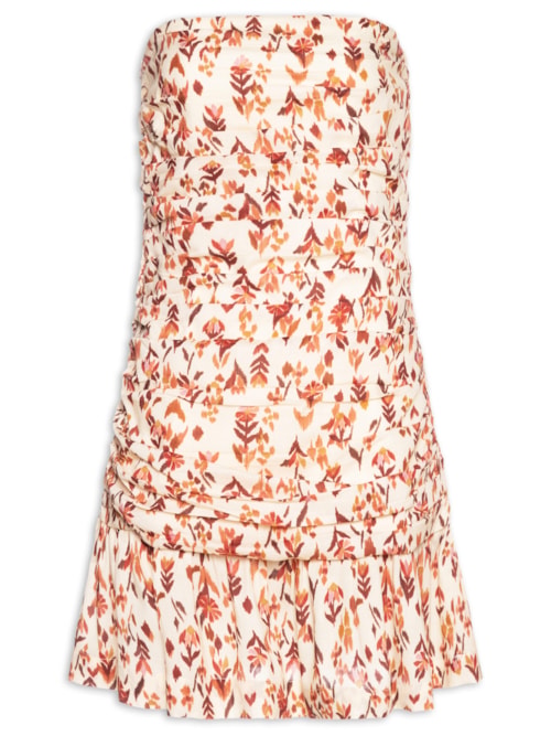 Vestido Drapeado Jardim Ikat - Amarelo