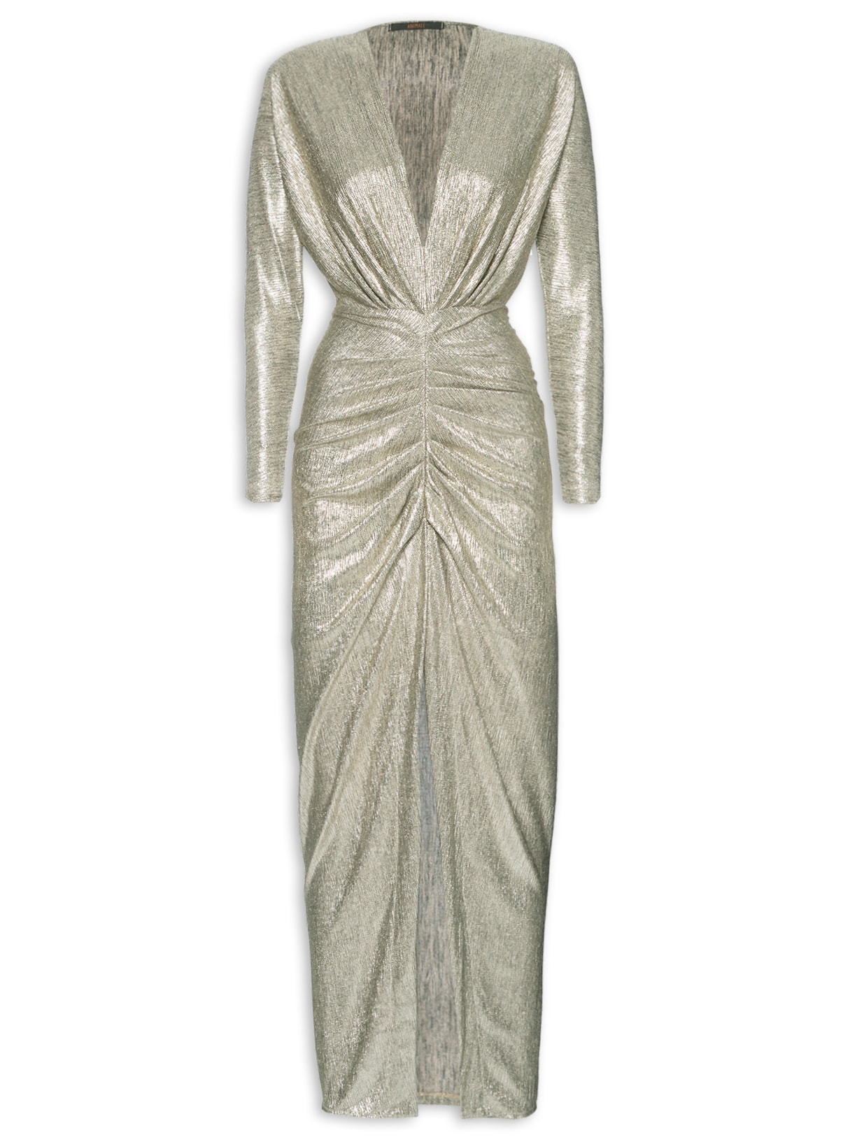 Vestido Drapeado Metalizado - Dourado