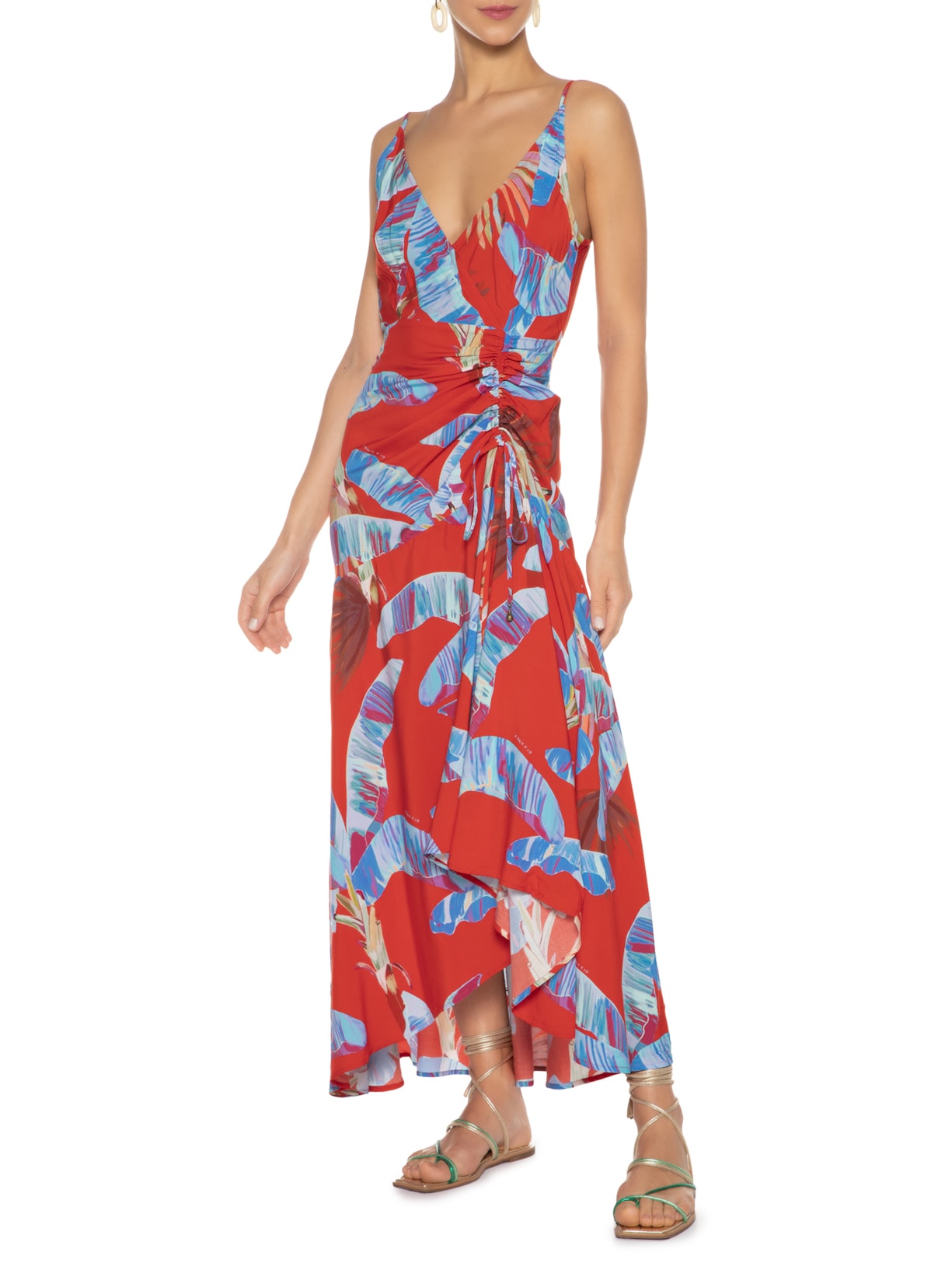 Vestido Drapeado Selva Doce Vermelho Farm