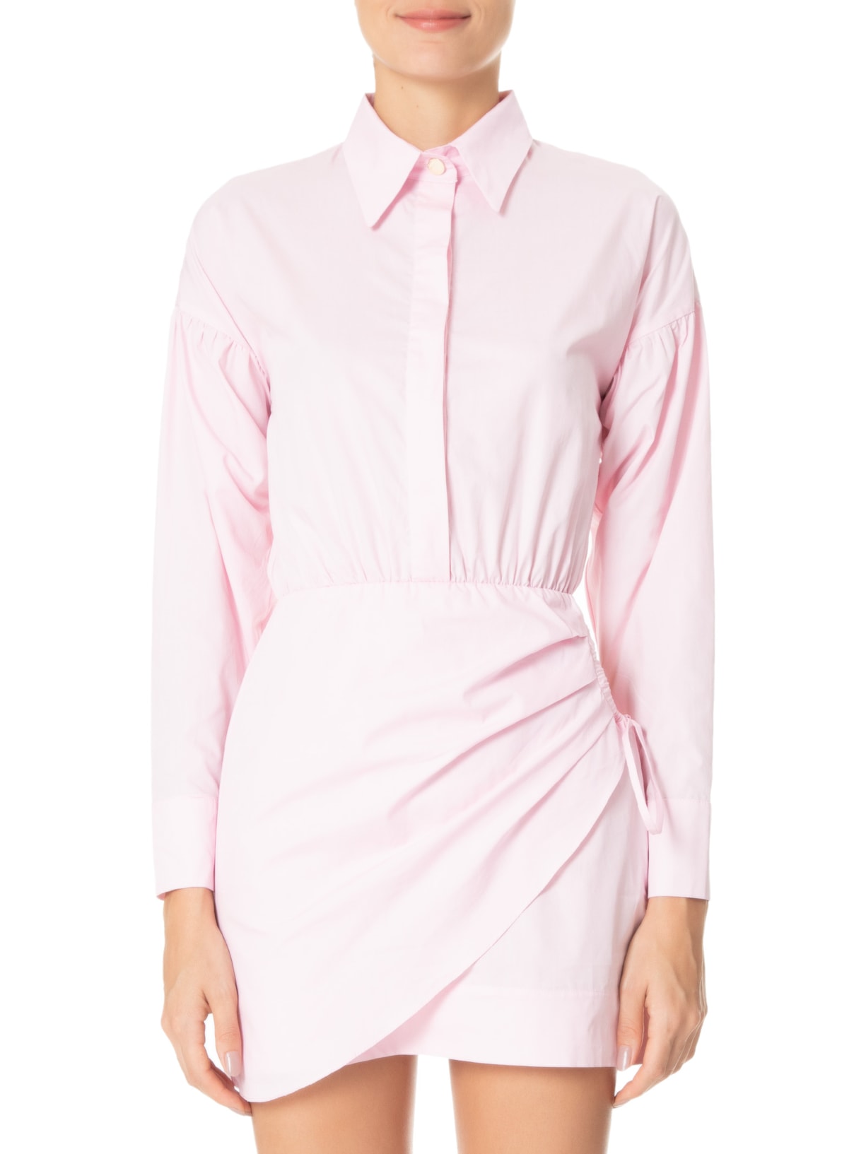 Vestido Drapeado Tricoline Rosa Lilly Sarti