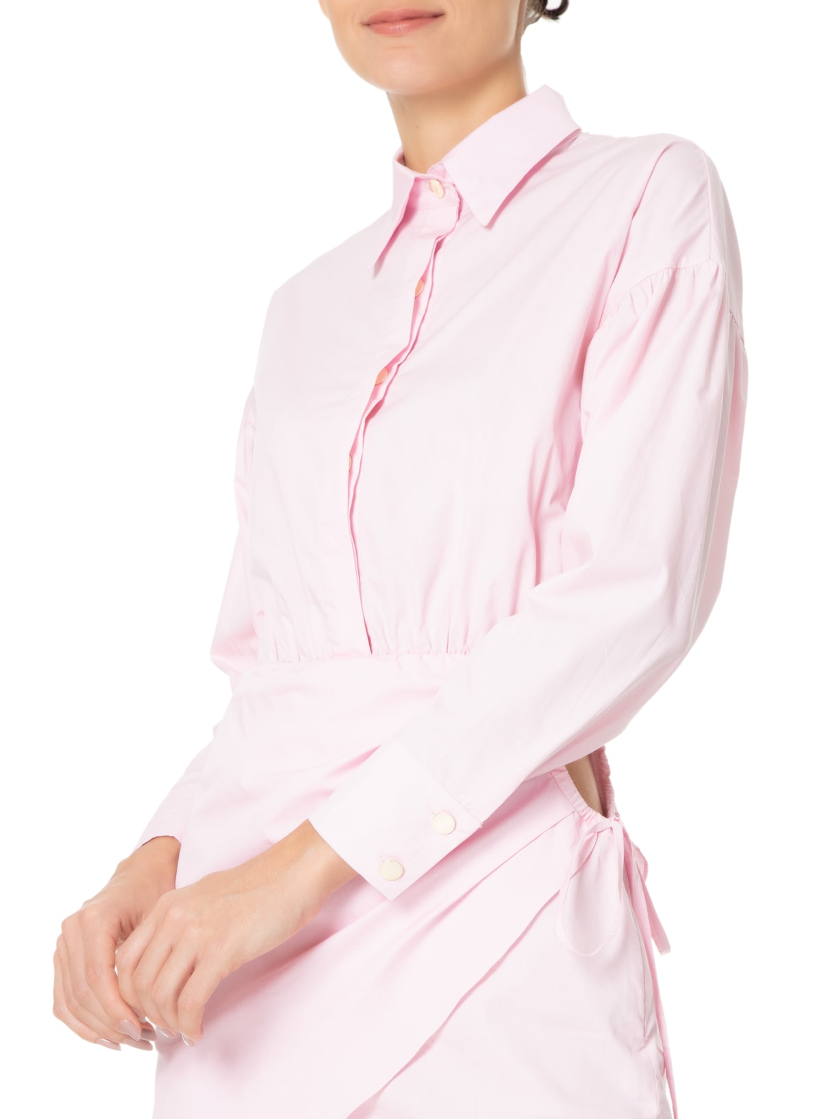 Vestido Drapeado Tricoline Rosa Lilly Sarti