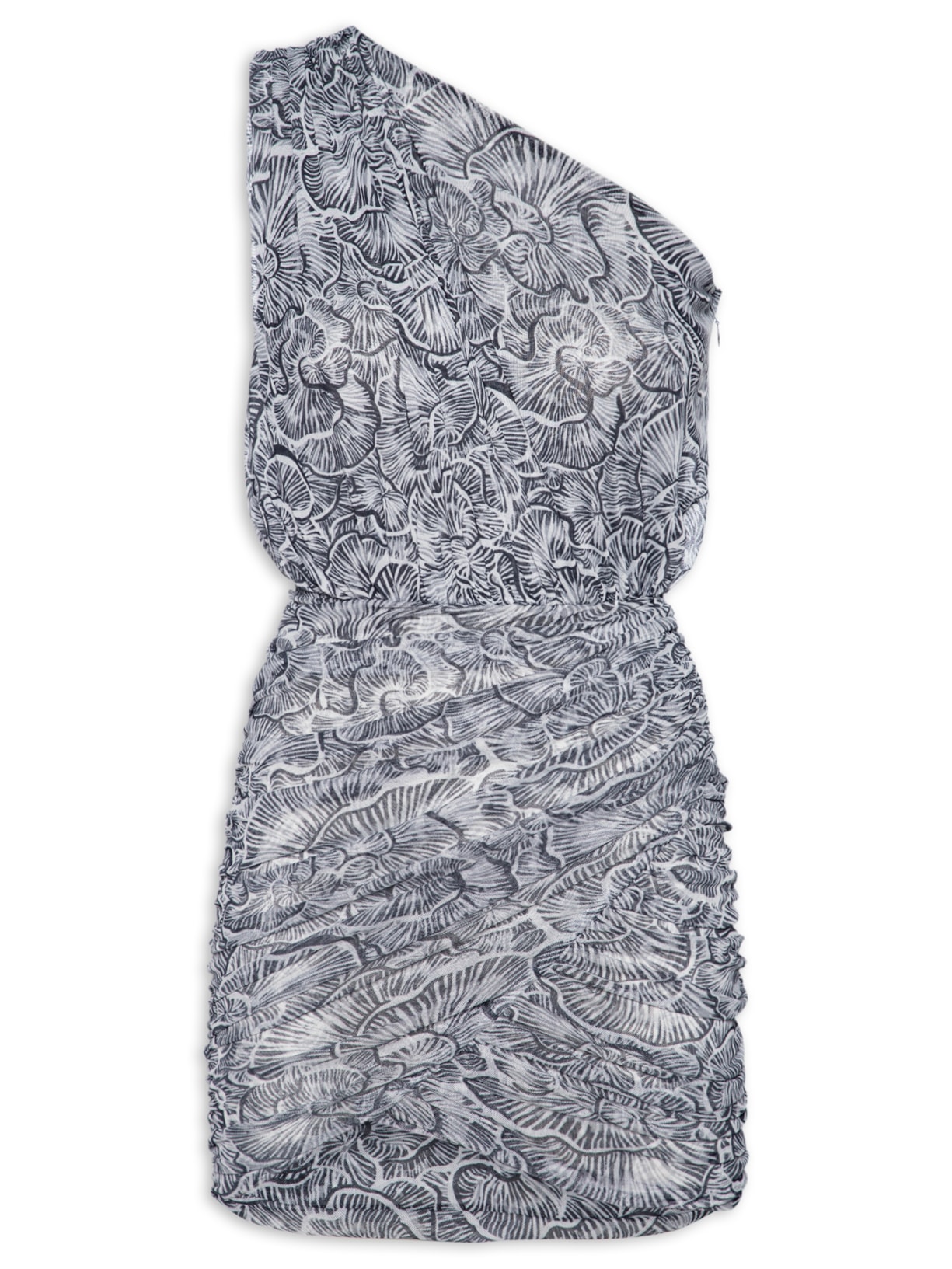 Vestido Drapeado Tule Mushroom - Cinza