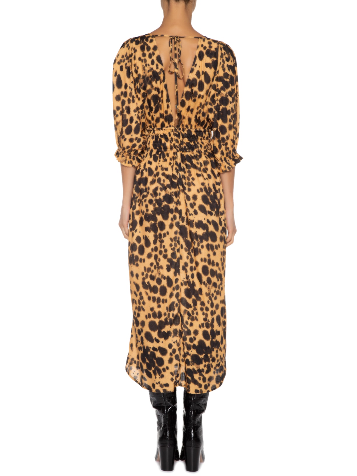 Vestido Elástico Detalhe Onça Nankin Animal Print Animale