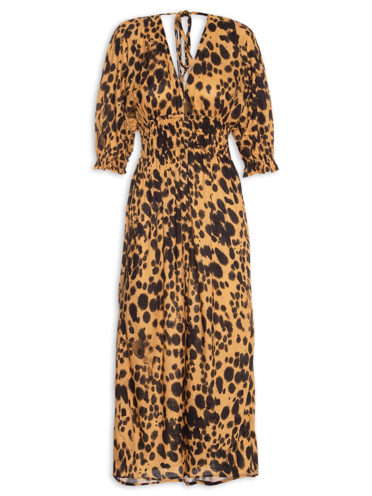 Vestido Elástico Detalhe Onça Nankin - Animal Print