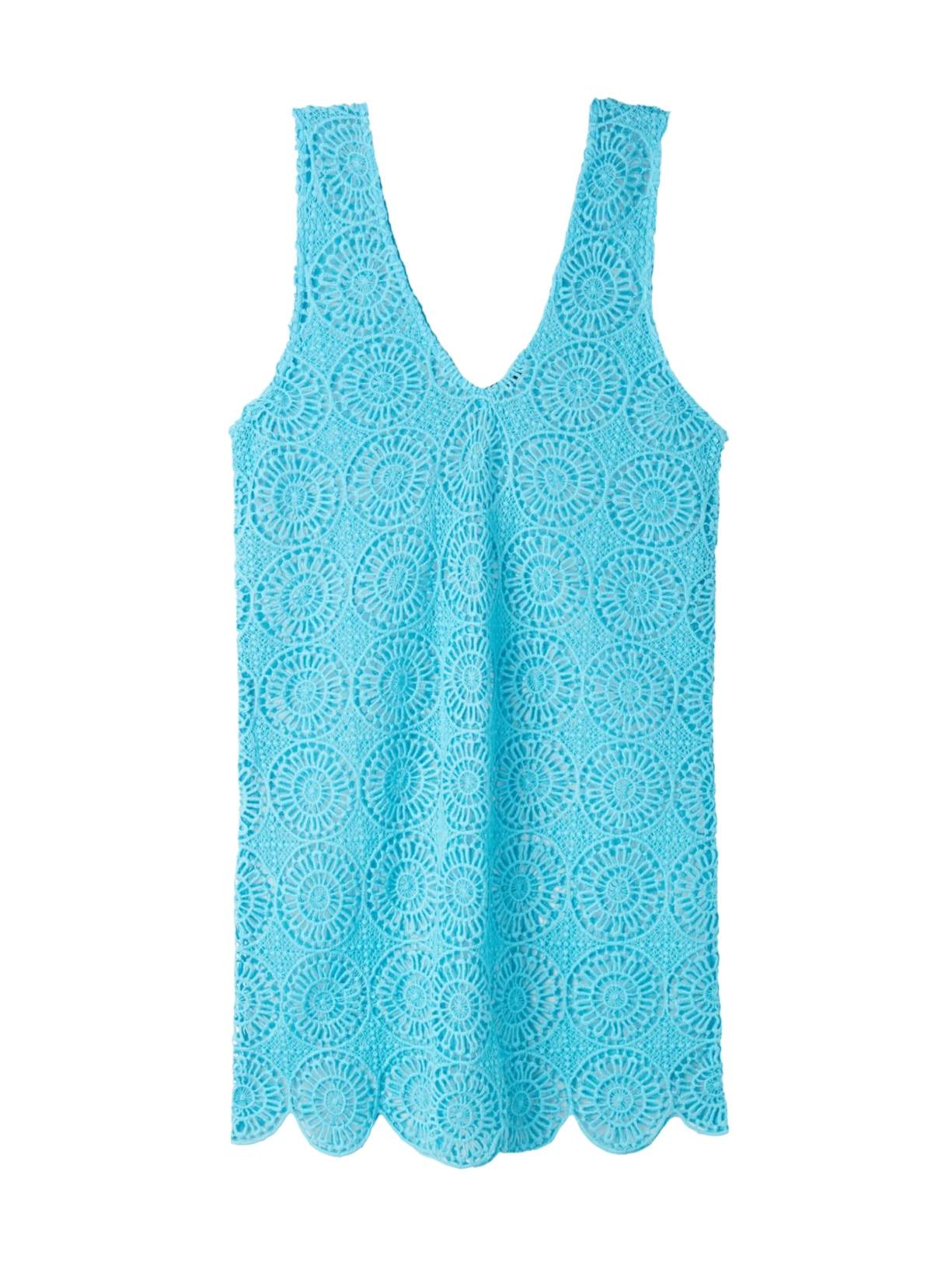 Vestido Em Crochê Com Desenho Geométrico - Azul