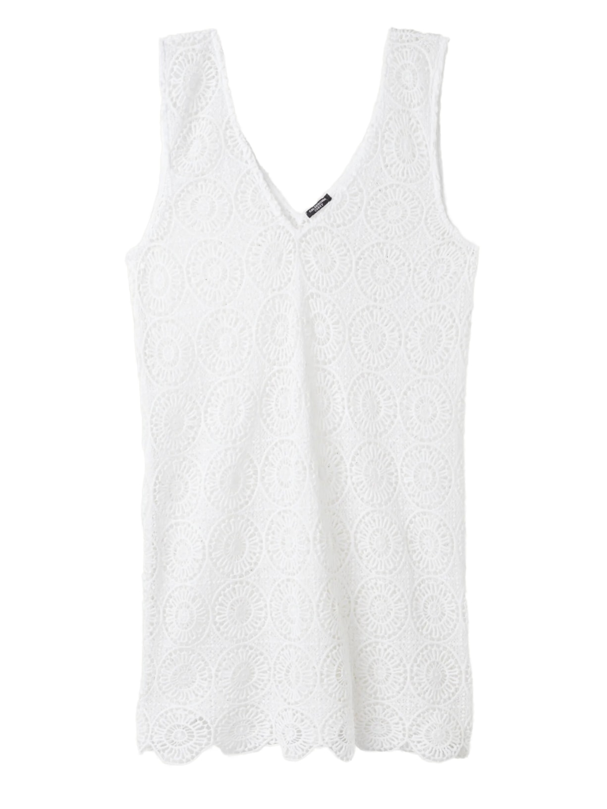 Vestido Em Crochê Com Desenho Geométrico - Branco
